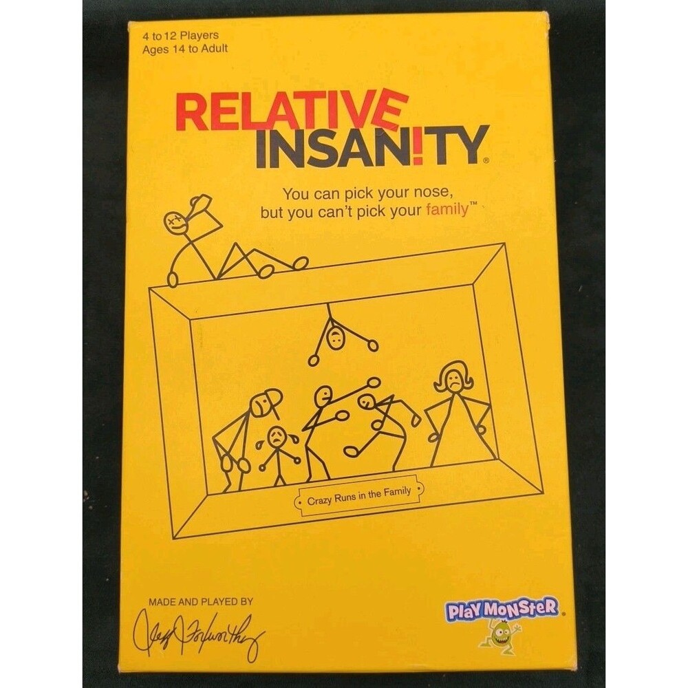 2020 Relative Insanity Party Game About Crazy Relatives New Sealed